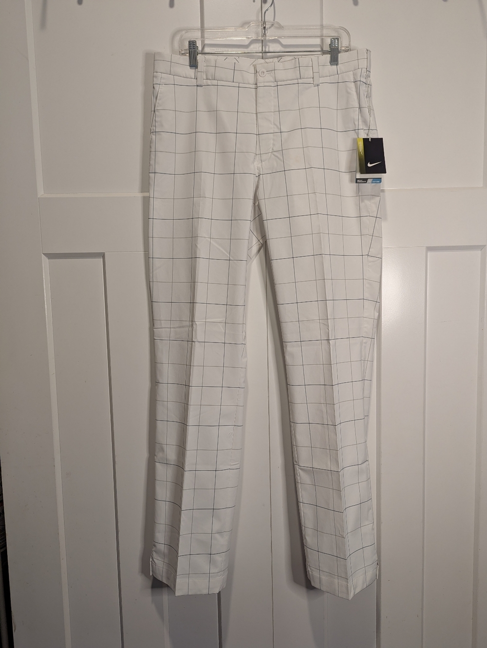 Nike Men’s White Grid-Pattern Golf Chinos Size 34X34